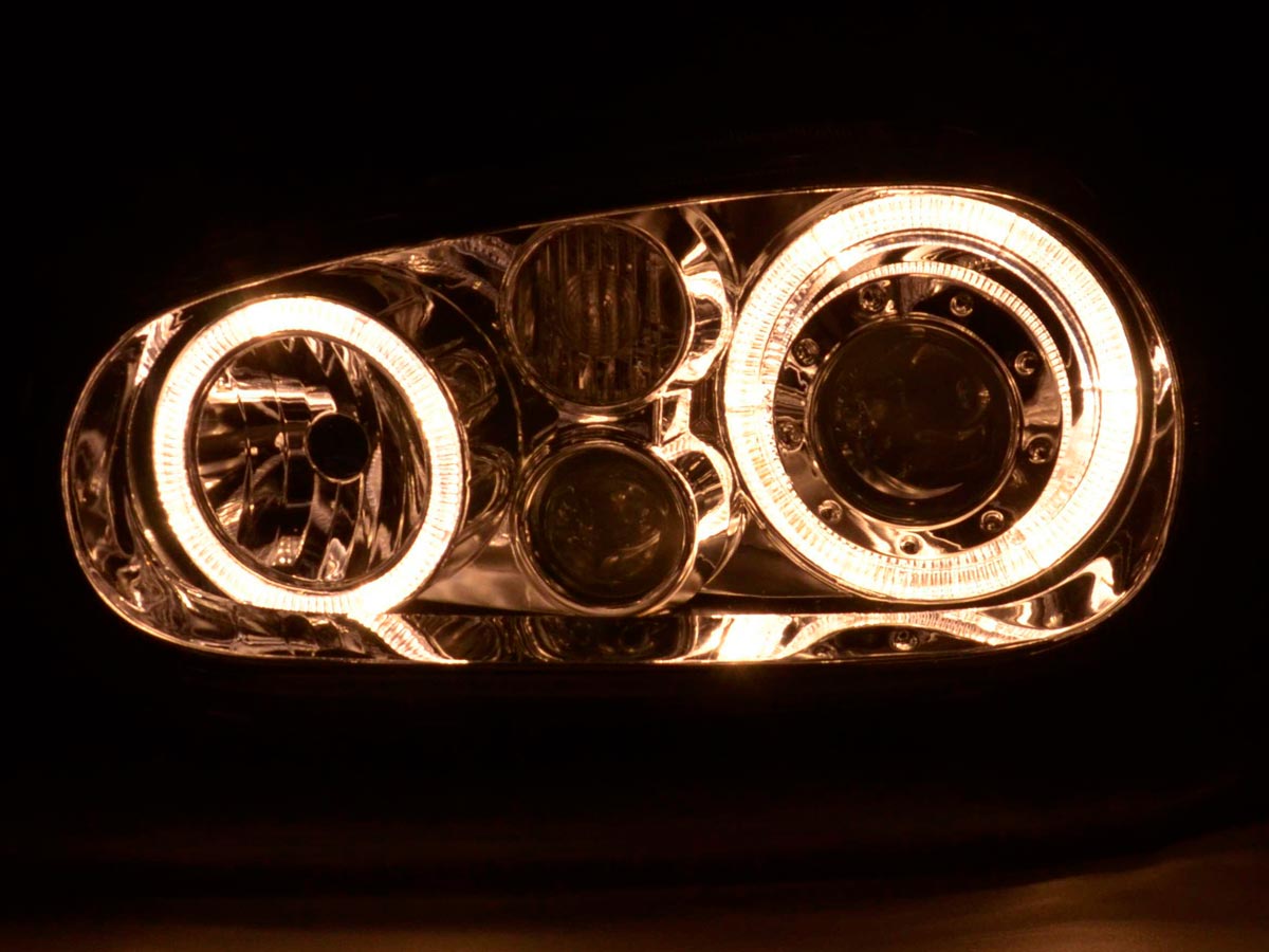 Scheinwerfer Set Angel Eyes VW Golf 4 Typ 1J 98-03 chrom Scheinwerfer Set Angel Eyes VW Golf 4 Typ 1J 98-03 chrom
